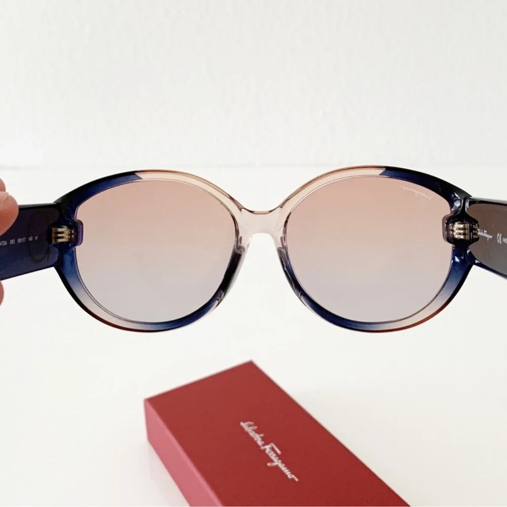 Salvatore Ferragamo Women's Gradient Brown Round Sunglasses